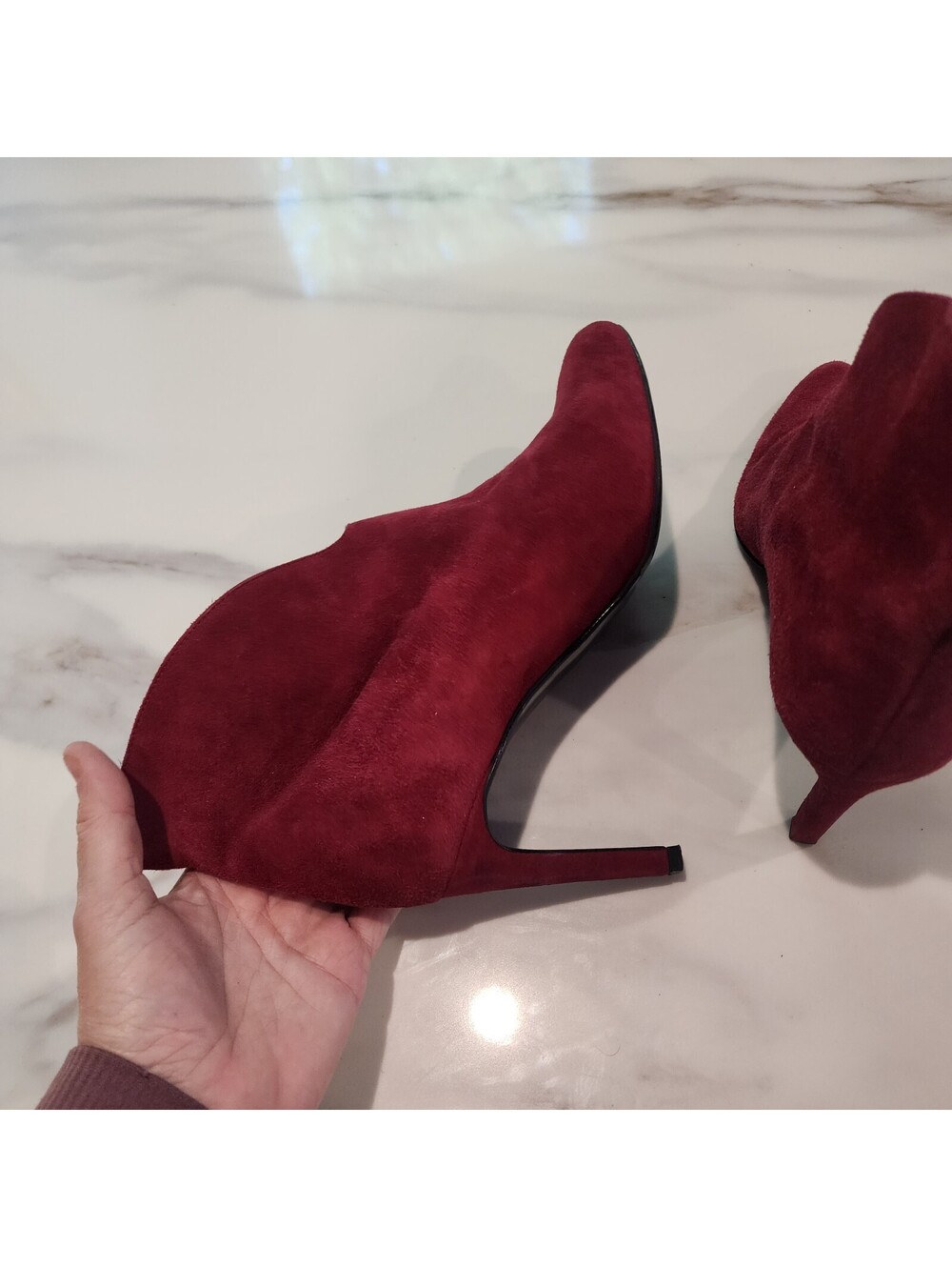 L.K. Bennett Burgundy Suede Stiletto Ankle Boots Women’s EU 41 - Picture 4 of 8